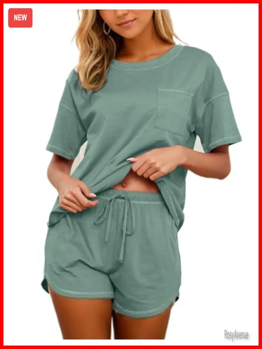 2 Piece Cotton Pajama Set Short Sleeve Top and Shorts Lounge Sleepwear Outfits